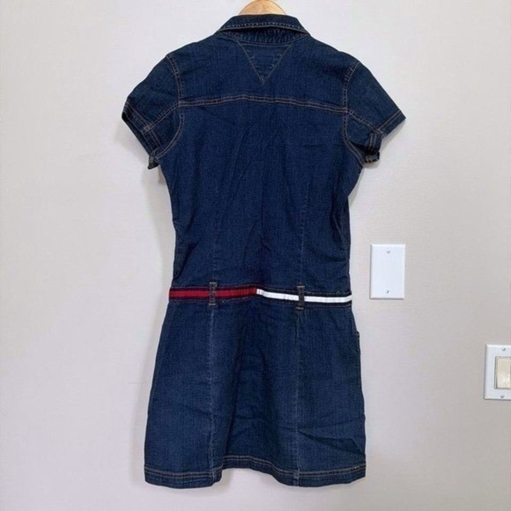 Tommy Jeans Denim Mini Dress Womens Large Blue Button Front Y2K Preppy Americana - Picture 3 of 10